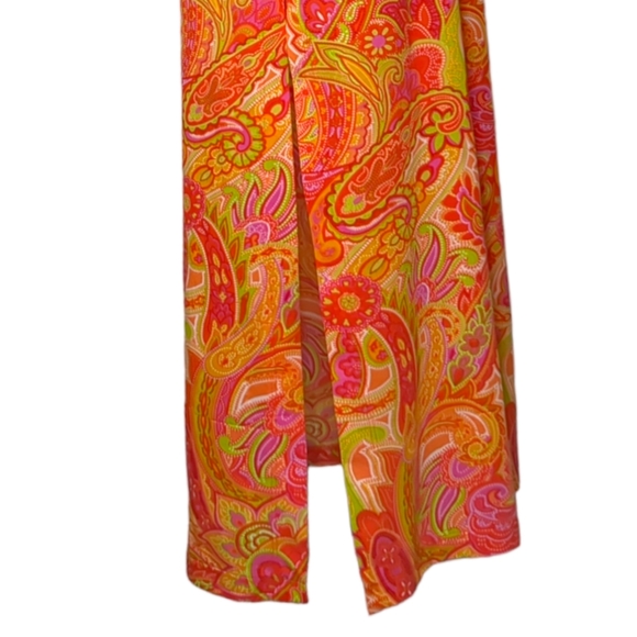 Scene SIZE 4 orange made in Canada maxi dress paisley pattern - Picture 12 of 14